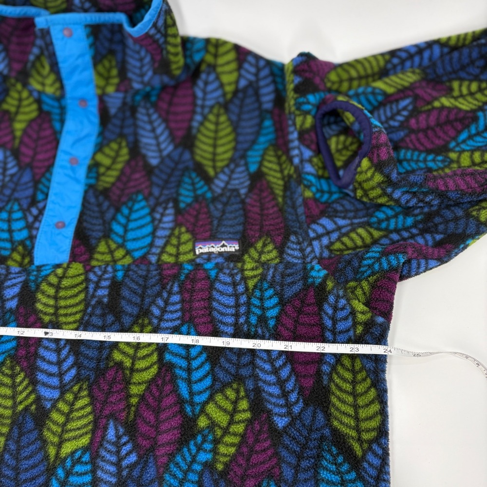 Vintage 90s Patagonia Synchilla Snap T Fleece Pullover L Leaf Print USA Made - Picture 8 of 13